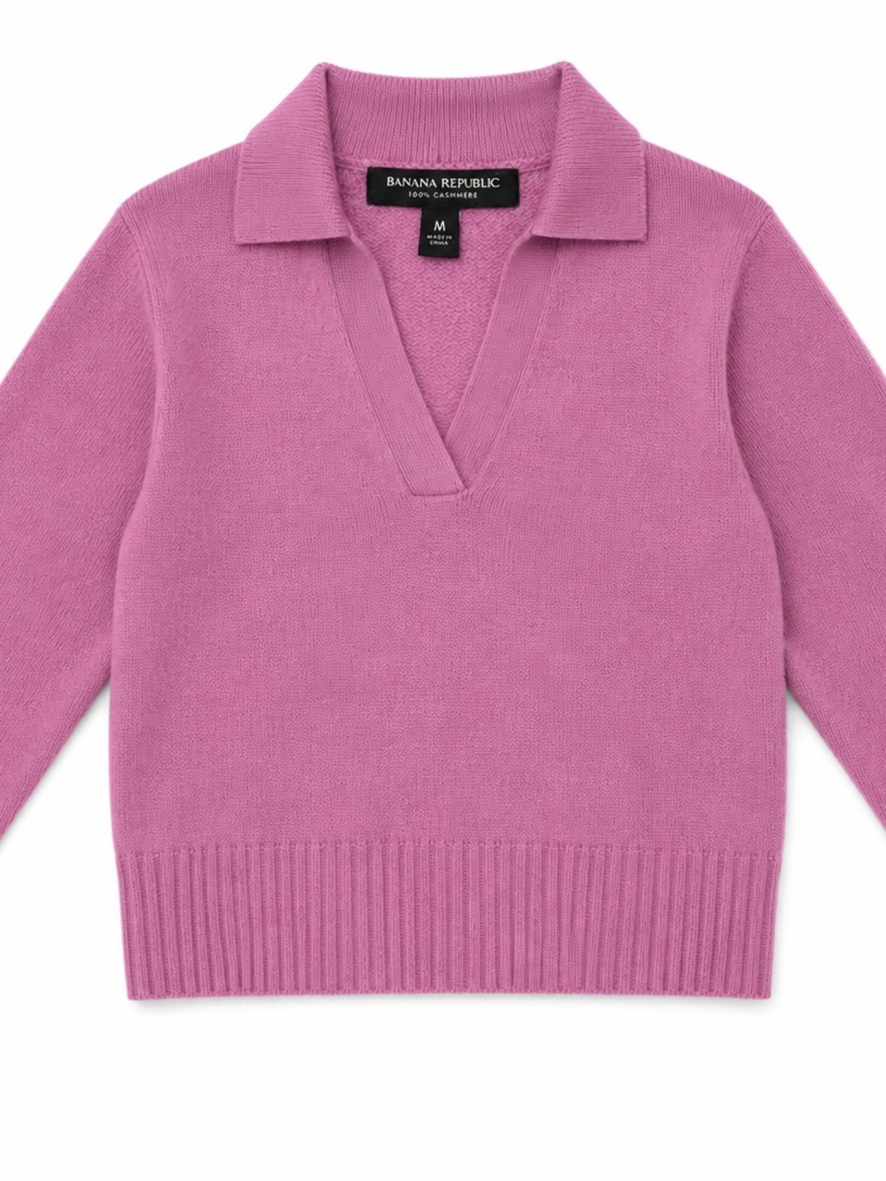 Banana Republic Pink 100% Cashmere Collared Sweater M